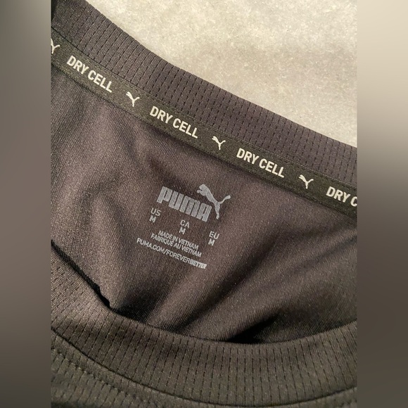 Puma Men’s Size M Black White Cat Logo Performance Short Sleeve Tee Shirt - Picture 8 of 10